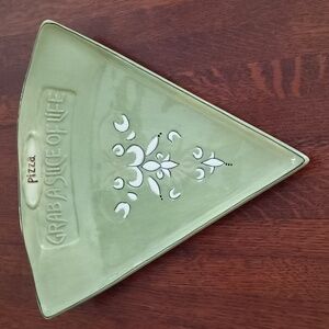 Pottery Pizza Plate "Grab A Slice Of Life" Ceramic Pizza Plate b825